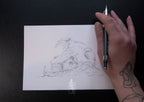 Wolf skull cottage sketch